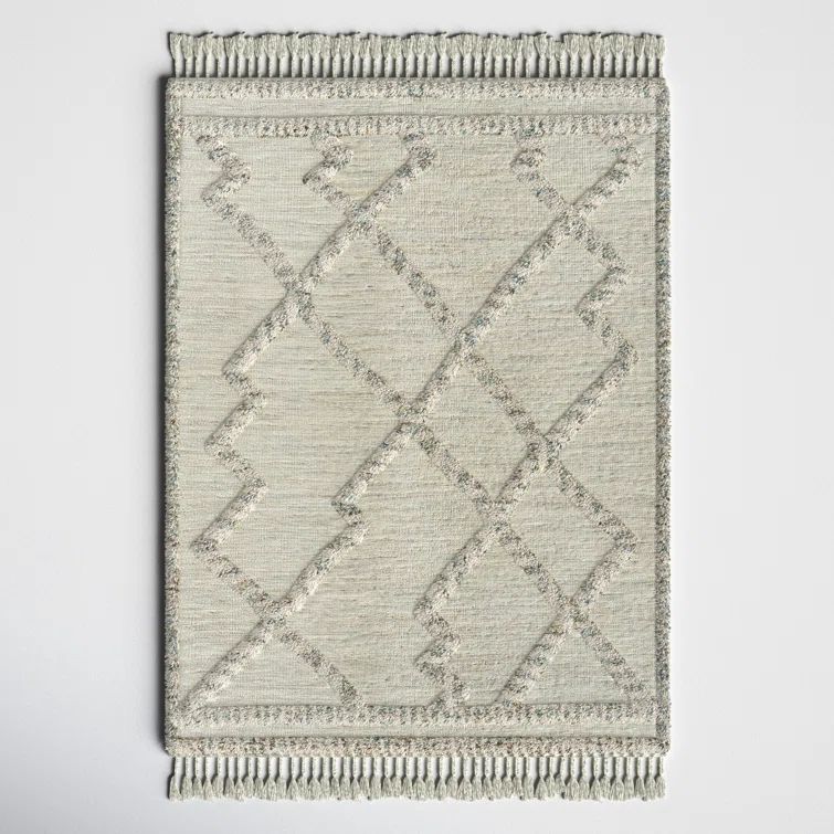 Leanna Moroccan Hand-Knotted Wool Light Gray/Ivory 2'x3' Area Rug