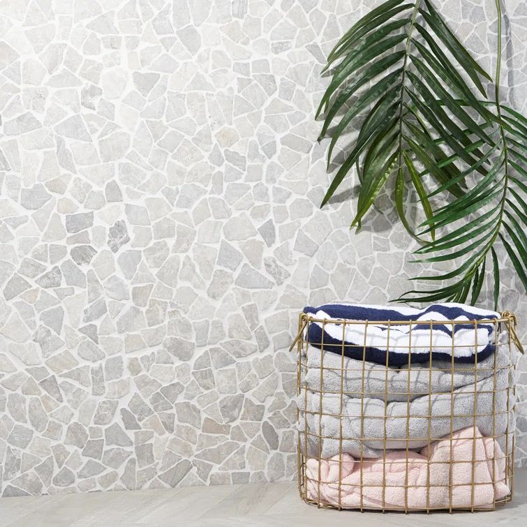 Gray 12x12 Natural Stone Pebble Mosaic Tile