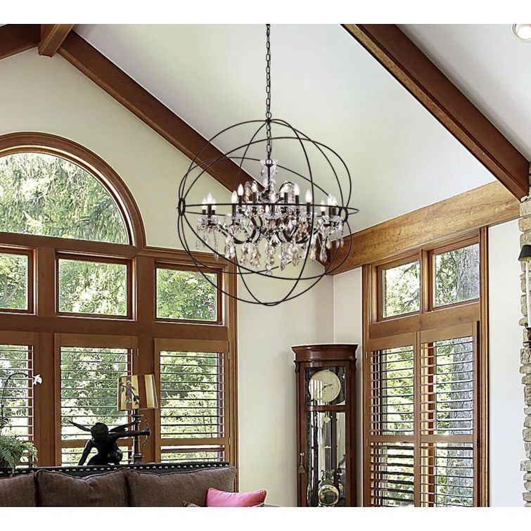 Geneva Dark Bronze 18-Light Crystal Globe Chandelier