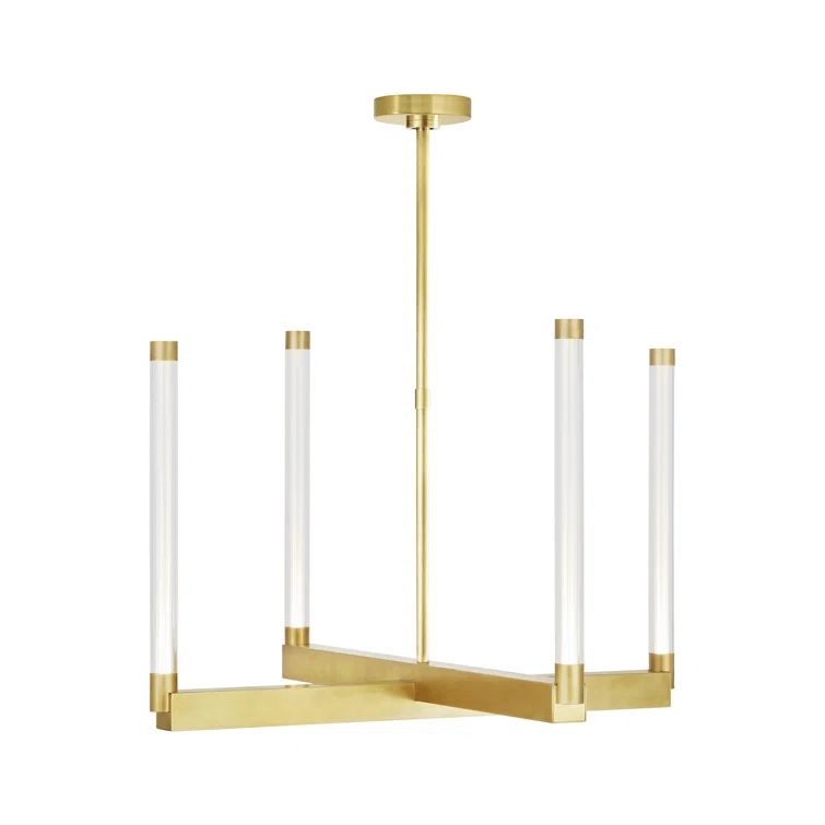 Phobos Natural Brass LED Chandelier 24" Intersecting Form