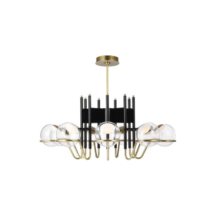 Crosby Glossy Black 37.7" LED Chandelier with Clear Glass Globes