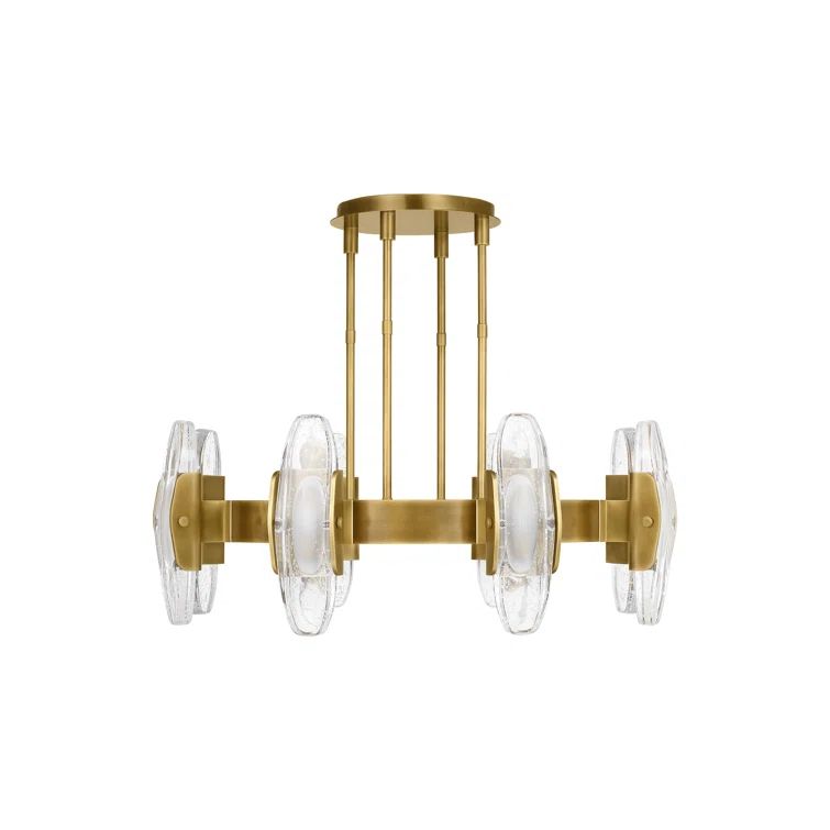 Wythe Large LED Chandelier in Plated Brass with Cast Glass