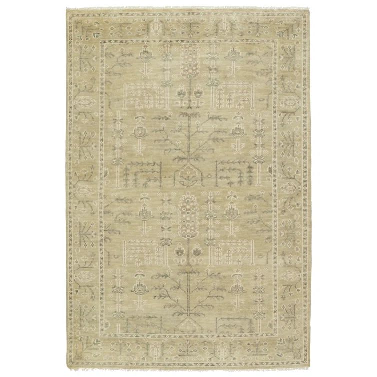 Gray Hand-Knotted Wool Rectangular Reversible Rug 6' x 9'