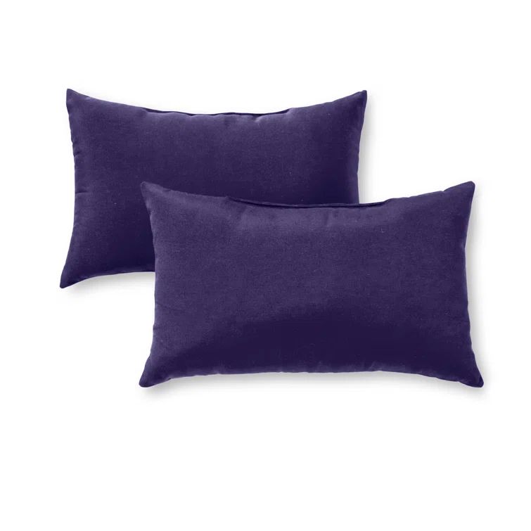 Navy Blue Polyester Rectangular Outdoor Lumbar Pillow Set