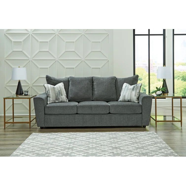 Ashley Stairatt Contemporary Gray Plush Chenille Sofa