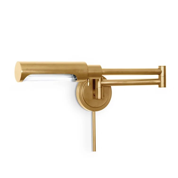 Noble Natural Brass Swing Arm Sconce with Dimmable Metal Shade