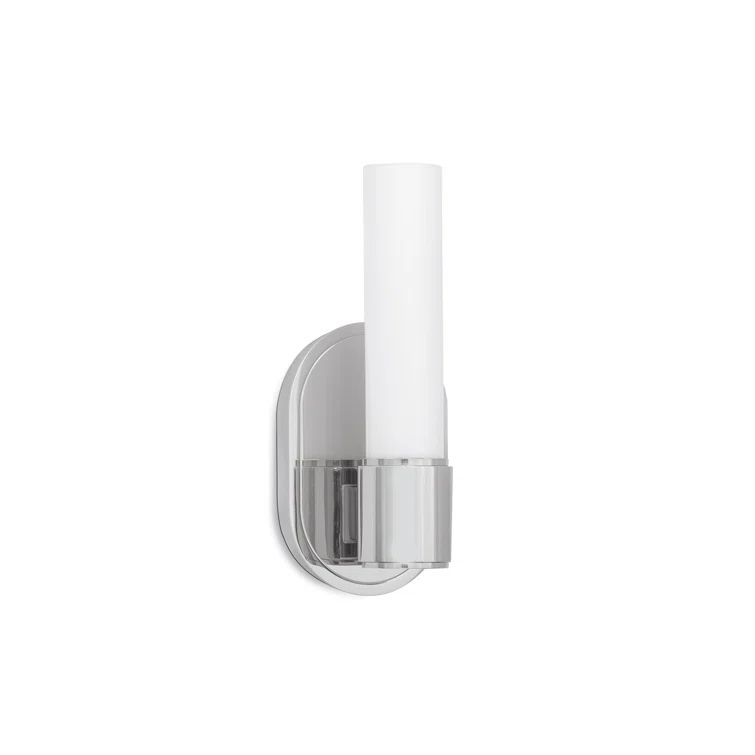 Sleek Polished Nickel Single-Light Wall Sconce with Opal Glass