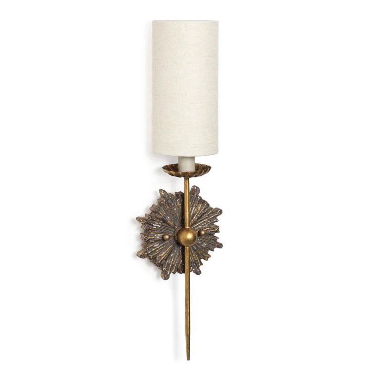 Antique Gold Linen Shade Wall Sconce with Brass Hardware