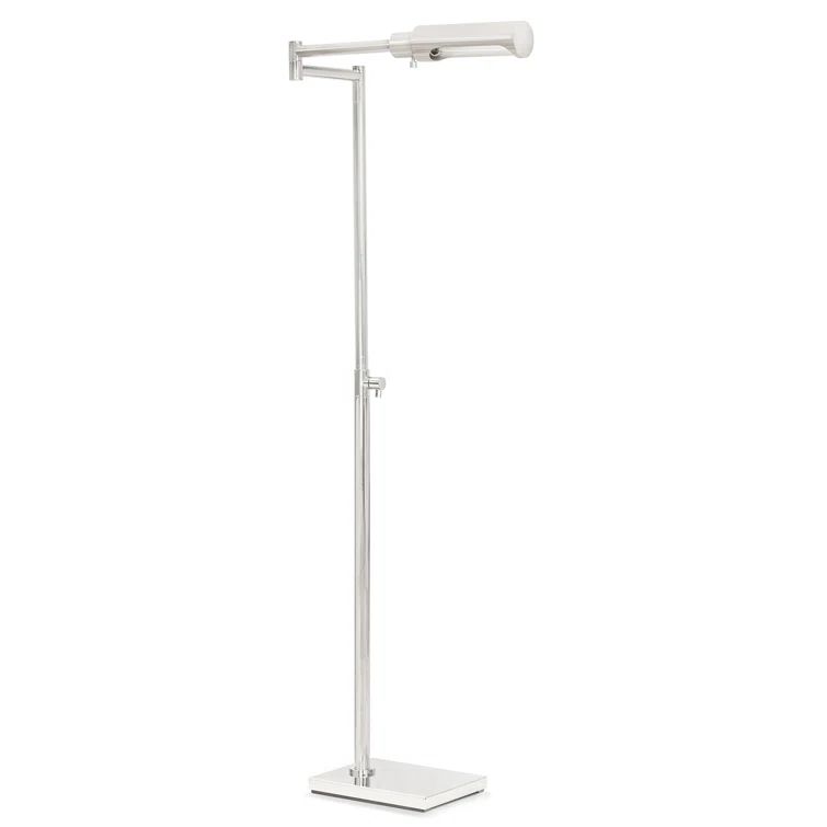 Elegant Alabaster and Polished Nickel Adjustable Floor Lamp