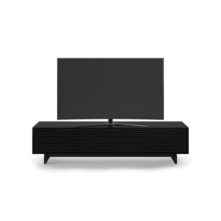 Ebonized Ash Media Console with Solid Wood Louvers