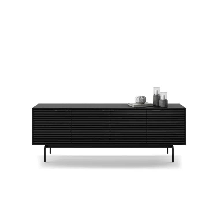 Ebonized Ash Align Corner Media Console with Cabinet
