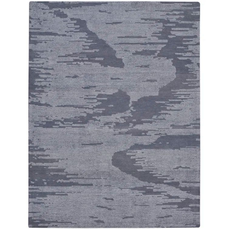 Abstract Skyline Hand Tufted Wool Blue Rug 8' x 10'