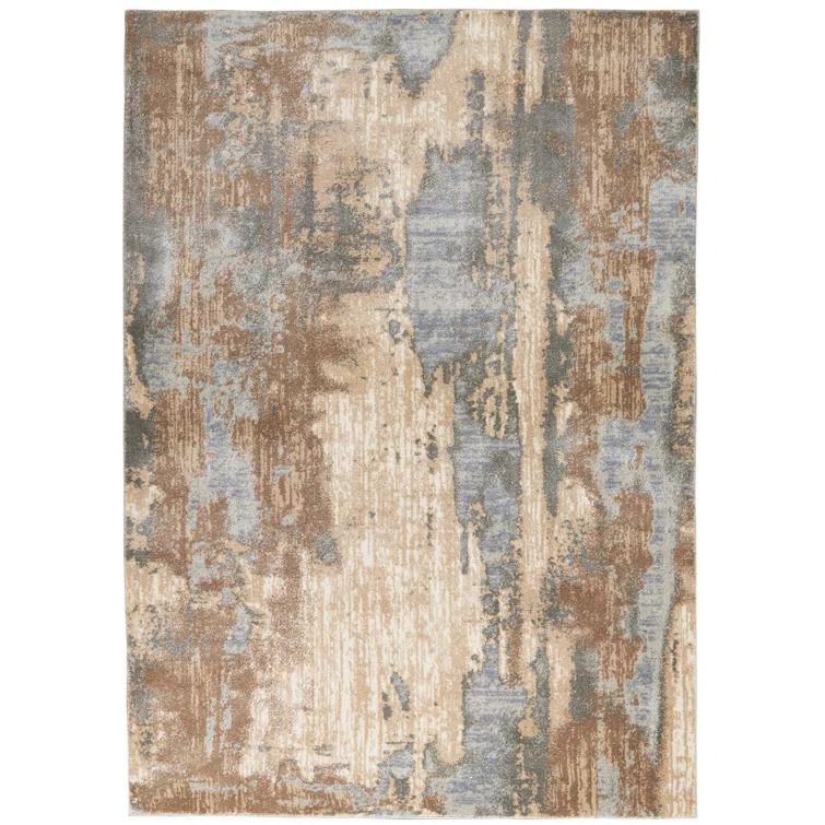 Abstract Elegance Power-Loomed 4' x 6' Gray Synthetic Area Rug