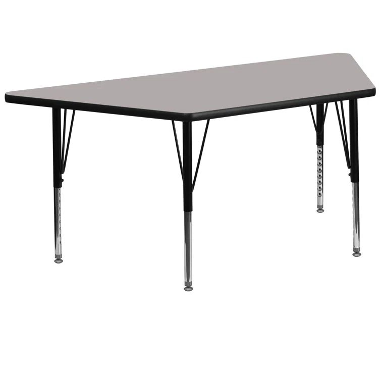 Gray Trapezoid Metal Activity Table with Adjustable Legs
