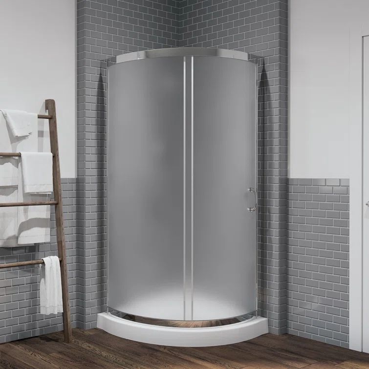 Breeze 34'' Frosted Glass Corner Shower Kit with Chrome Finish