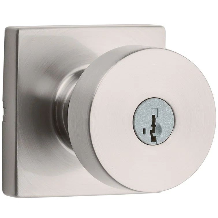 Satin Nickel Square Modern Keyed Entry Door Knob