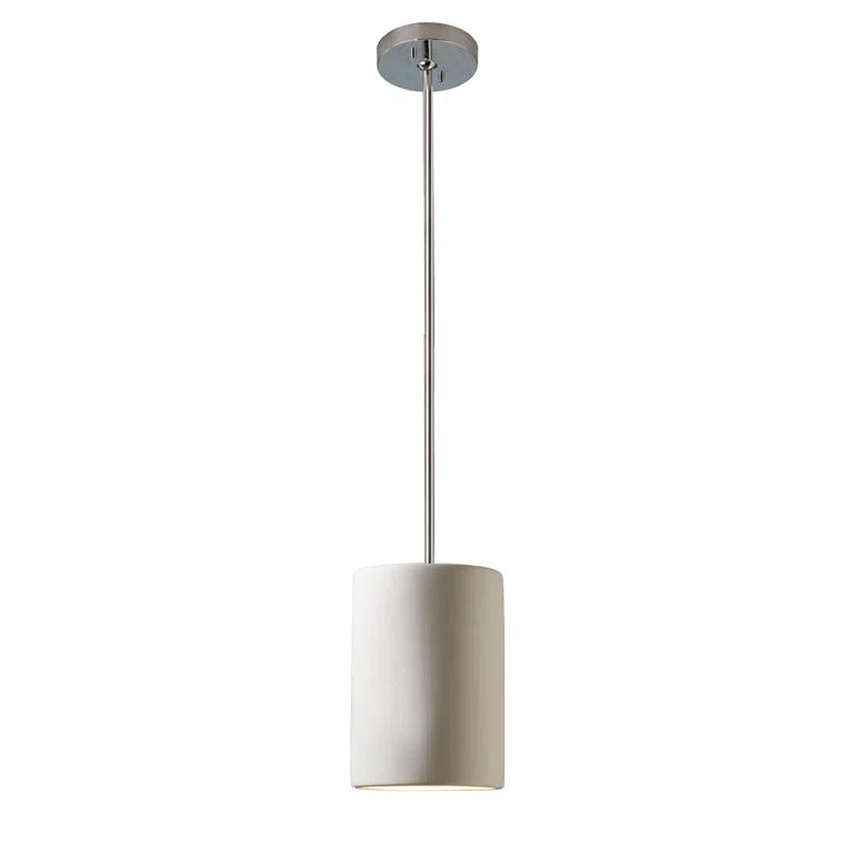 Bisque Ceramic Mini Pendant with Polished Chrome Stem