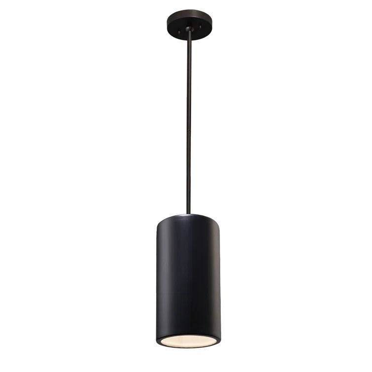 Matte Black Ceramic Cylinder Pendant Light