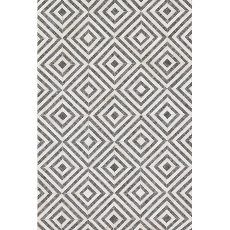 Charcoal & Ivory Geometric Handmade Wool-Blend 9'3" x 13' Rug