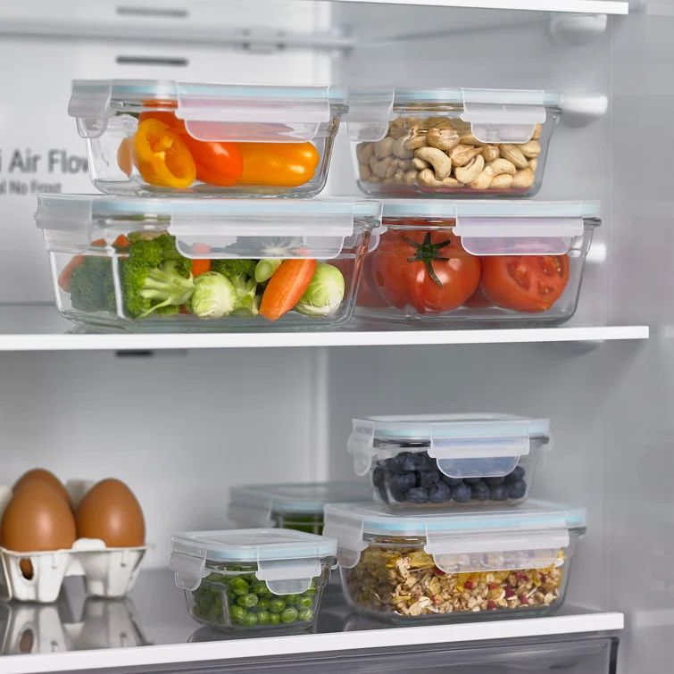 TemperMax Clear Glass 16-Piece Food Storage Set with Airtight Lids