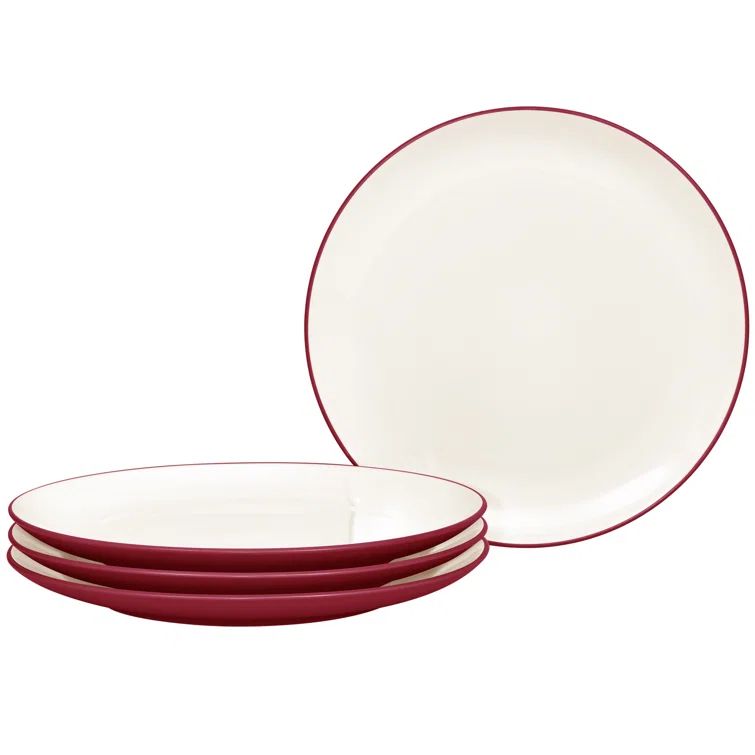 Raspberry Ceramic Coupe Salad Plates, Set of 4