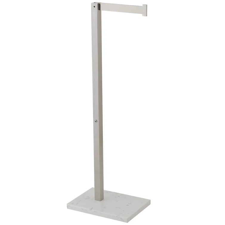 Brushed Nickel Freestanding Toilet Paper Holder with Marble Base