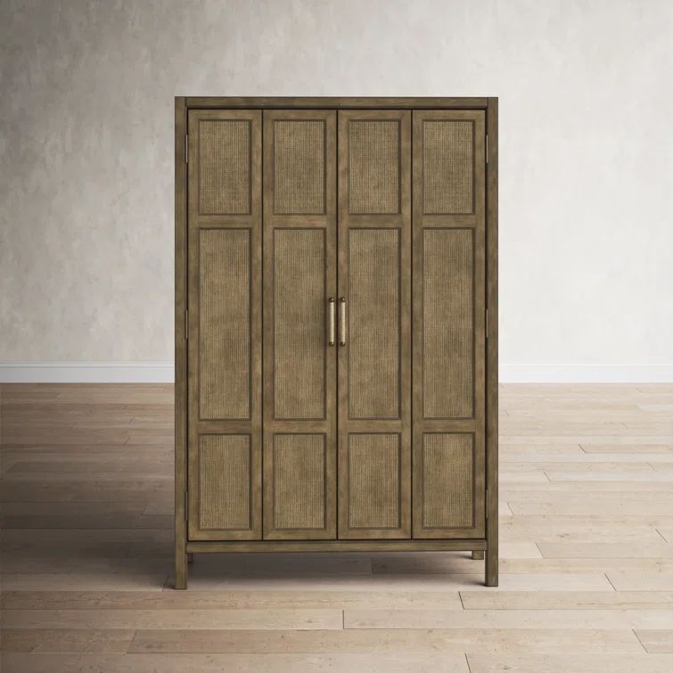 Driftwood Coastal Chic 50'' Brown Rattan Bar Cabinet