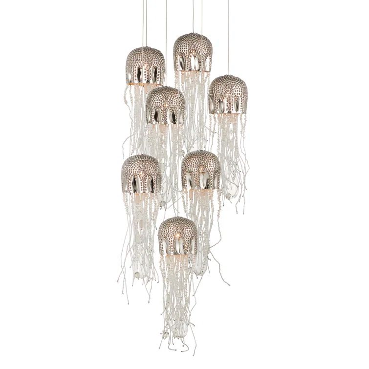 Medusa Nickel and Glass 7-Light Pendant Chandelier