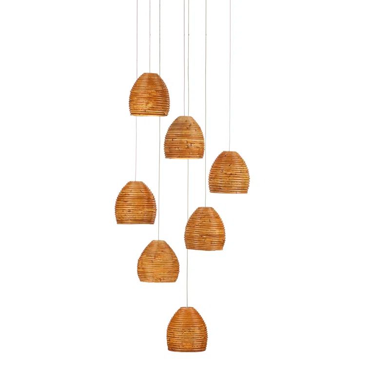 Beehive Silver Rattan 7-Light Adjustable Pendant