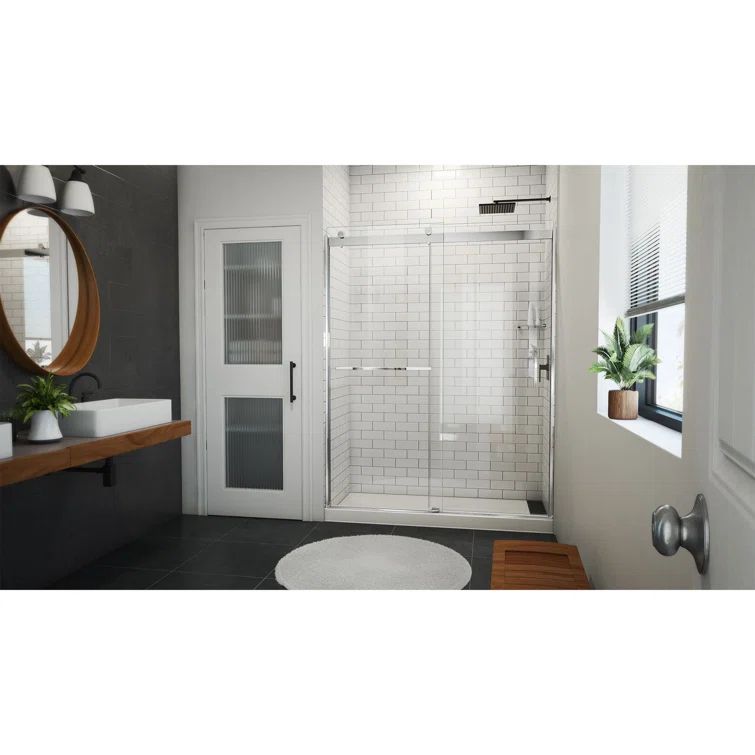Sapphire-V Chrome Clear Glass Frameless Sliding Shower Door