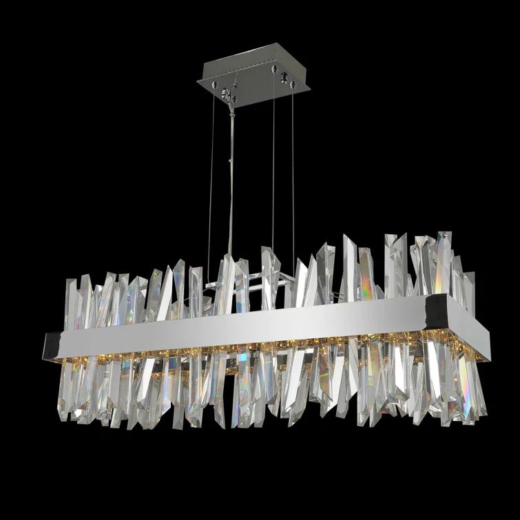 Matte Black Crystal LED Kitchen Island Pendant Light