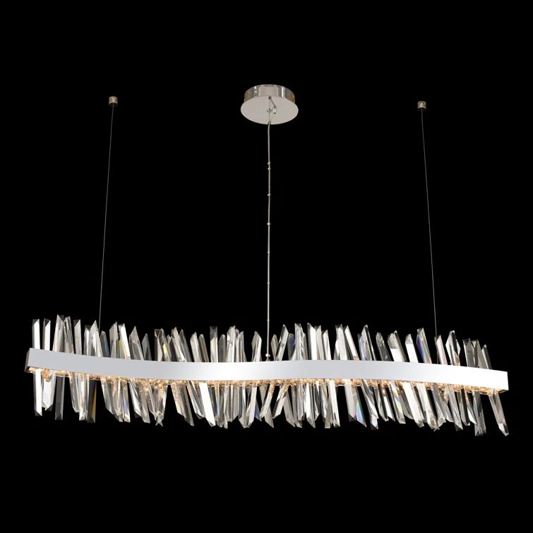 Glacier 60" Matte Black LED Crystal Island Pendant