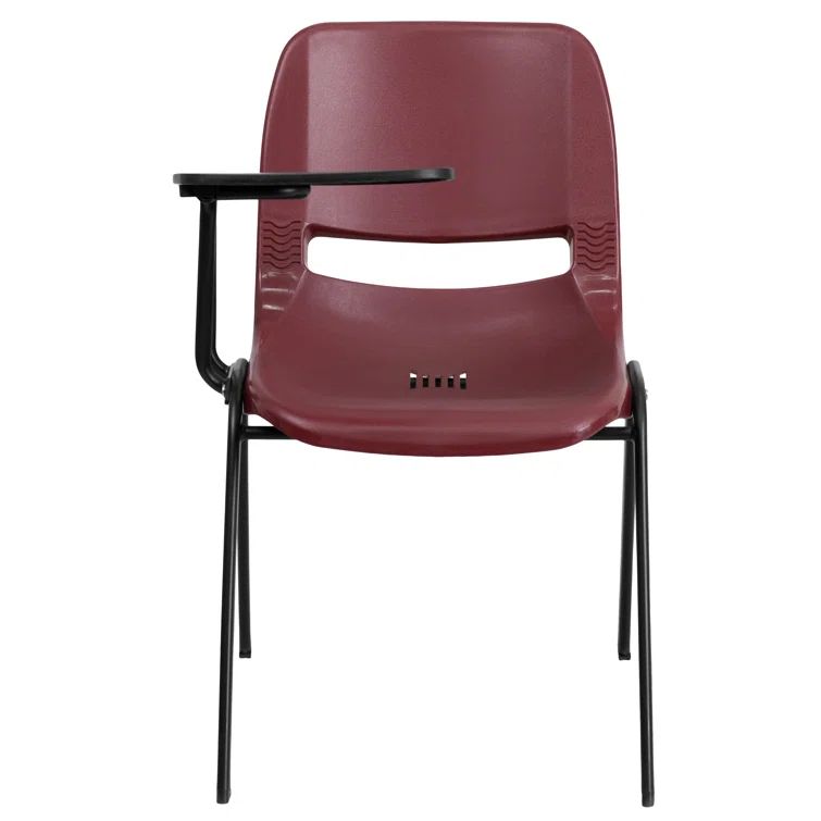 Burgundy Ergonomic Shell Chair with Adjustable Tablet Arm