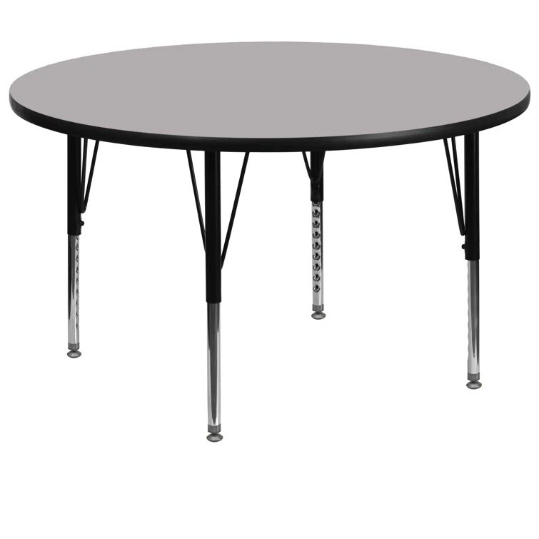 Gray Round Laminate Activity Table with Adjustable Chrome Legs