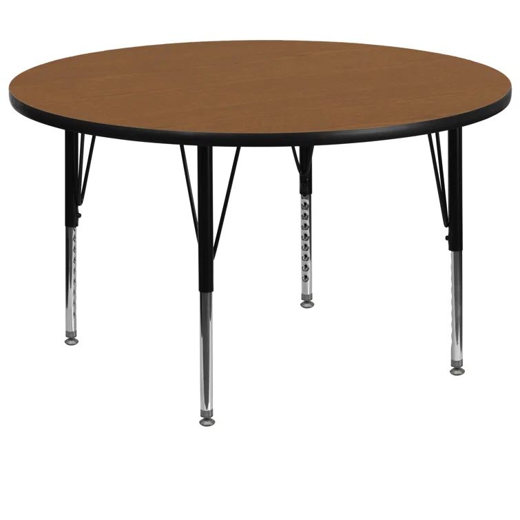 Oak Round Adjustable Height Activity Table with Laminate Top