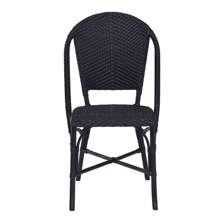 Sofie Black Cappuccino Dot Armless Outdoor Dining Chair with Cushions