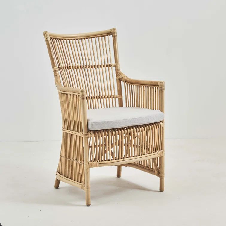 Natural Rattan Accent Chair with Sailcloth Seagull Cushion