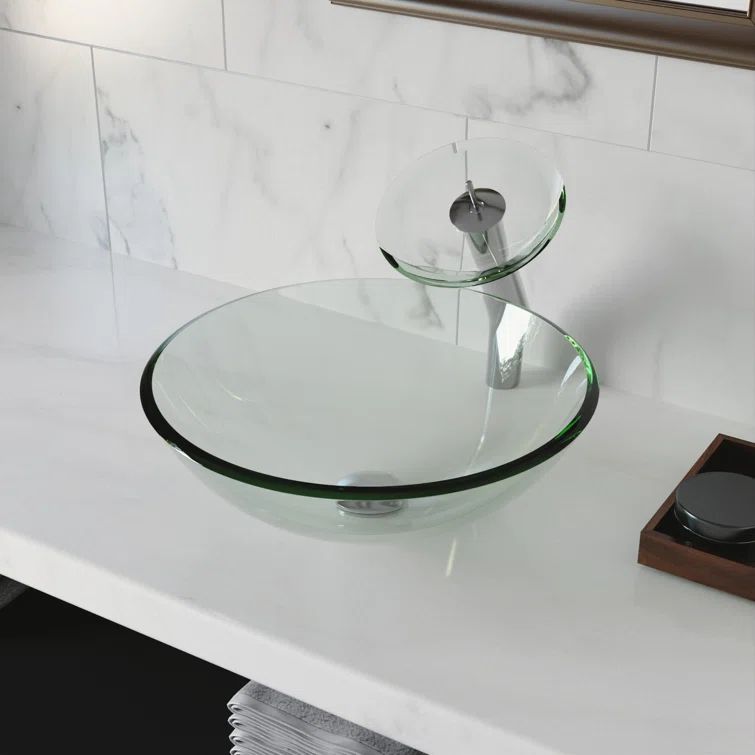 Crystal Clear Glass Circular Vessel Bathroom Sink