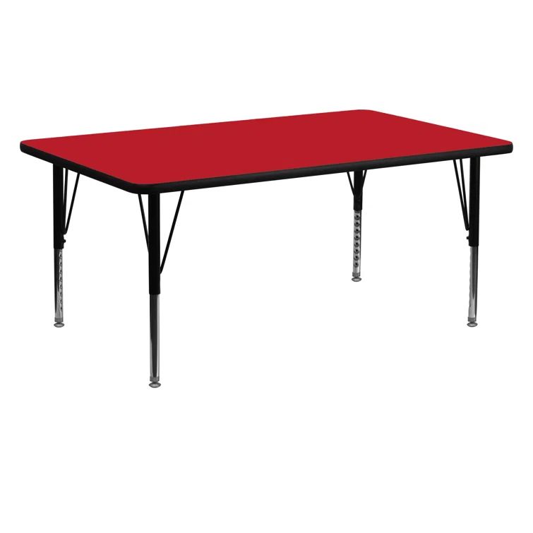 Red Rectangular Adjustable Laminate Activity Table with Steel Legs