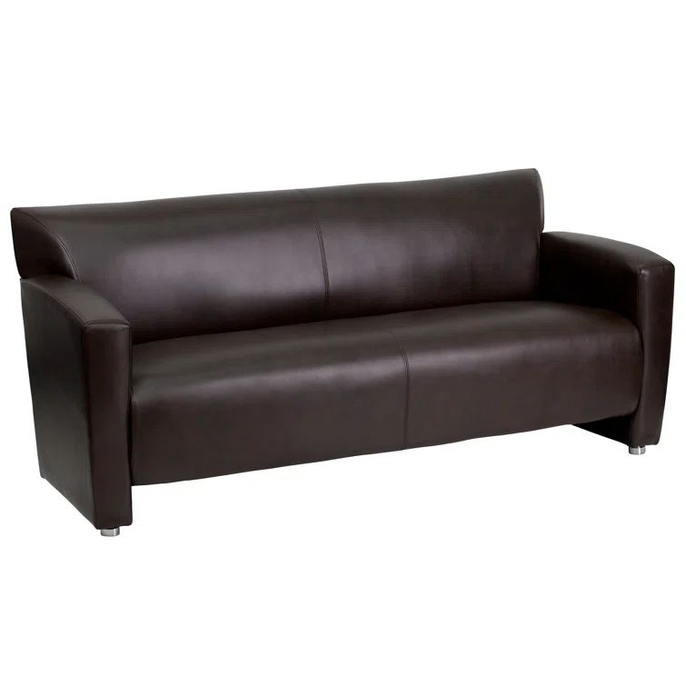 Majesty Brown Leather Reception Sofa with Flared Arms