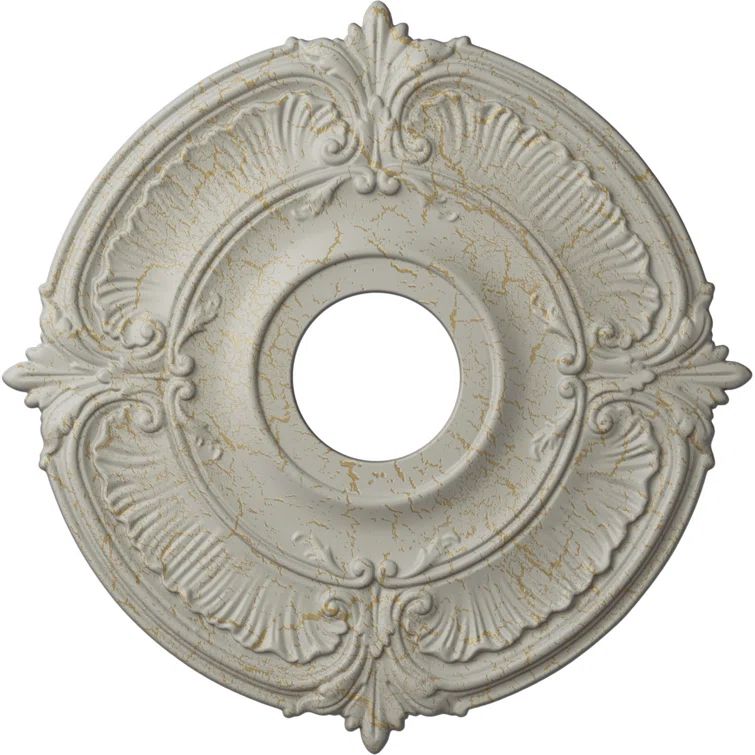 Hand-Painted Pot of Cream Crackle Polyurethane Ceiling Medallion
