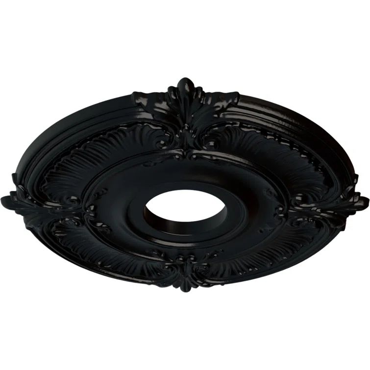 Jet Black Hand-Painted Urethane Ceiling Medallion, 18"