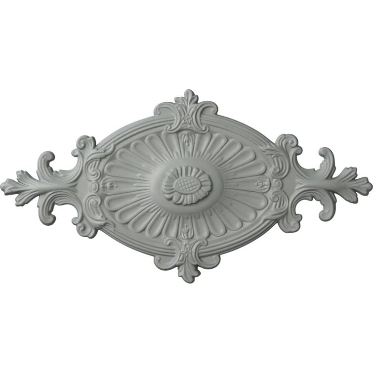 Primed White Polyurethane Rose and Ribbon Ceiling Medallion