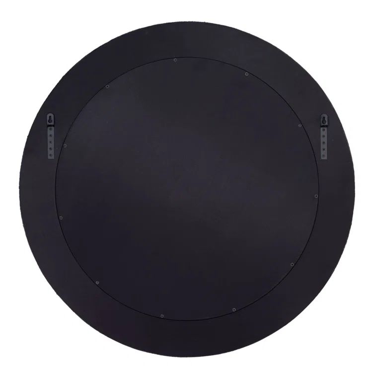 Espresso Round Wood and Leather Wall Mirror