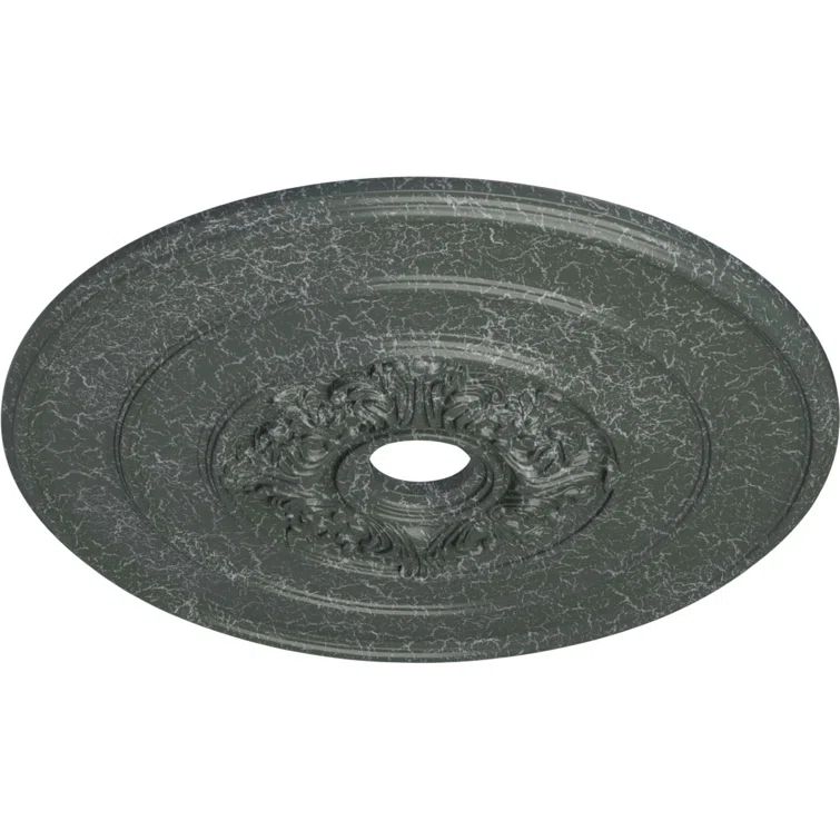 26" Athenian Green Crackle Polyurethane Ceiling Medallion with Acanthus Leaves