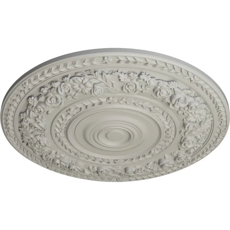 Pot of Cream Round Urethane Rose Ceiling Medallion