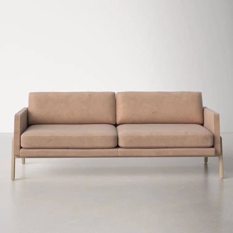 Viviana Ashwood Beige Top Grain Leather 84'' Sofa