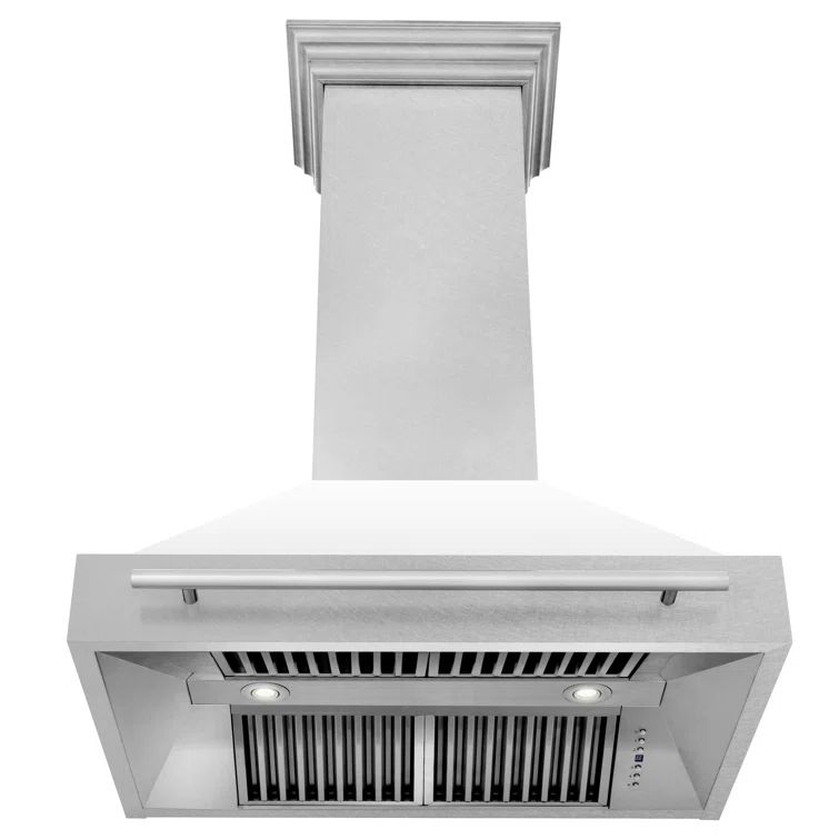 36" Stainless Steel Wall Mounted Range Hood with White Matte Shell