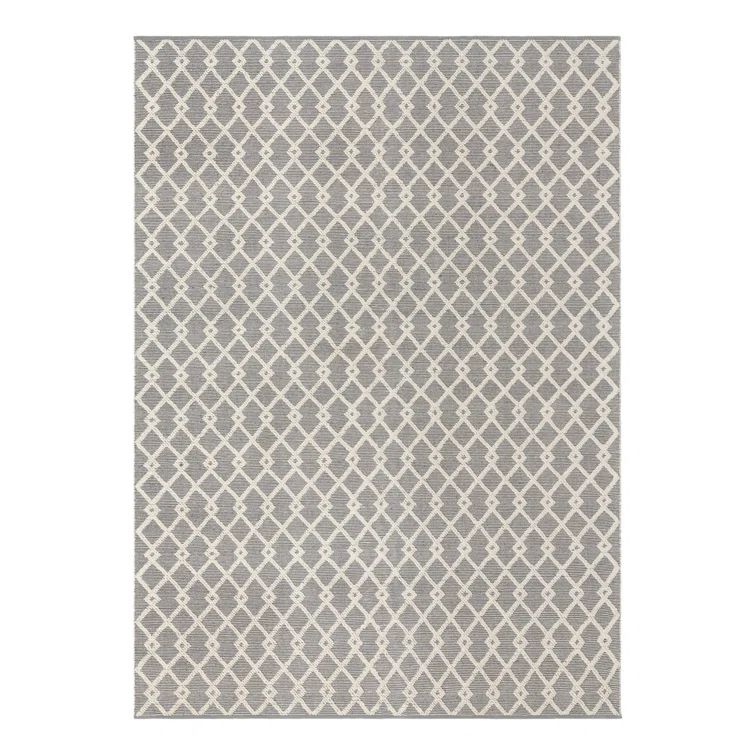 Gray Manor Geometric Hand-Knotted Wool Area Rug