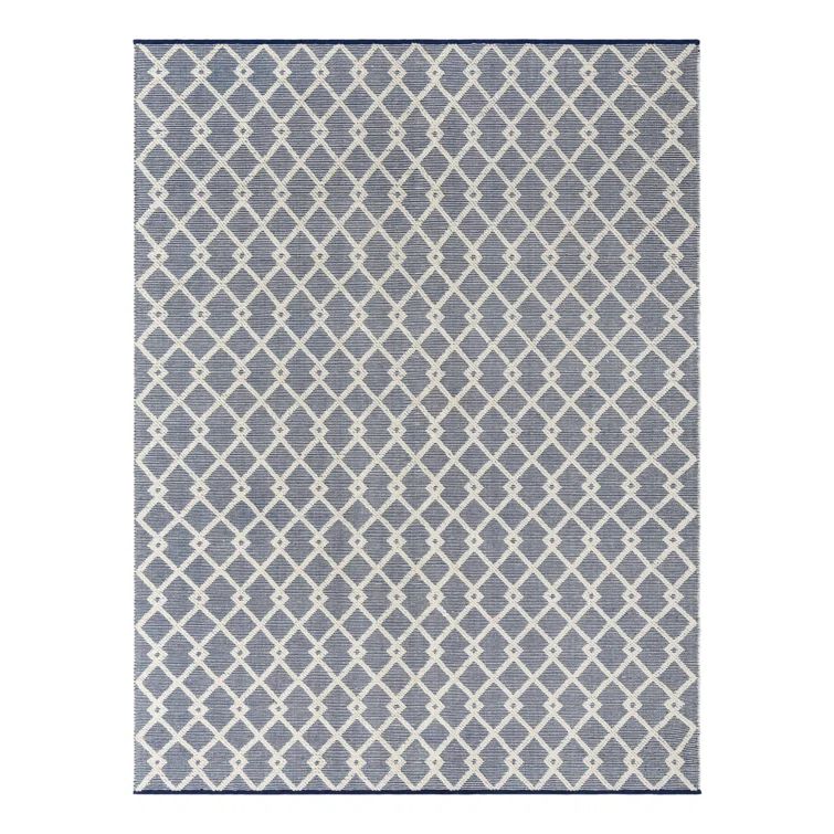 Blueberry Geometric Hand-Knotted Wool 9' x 12' Rug